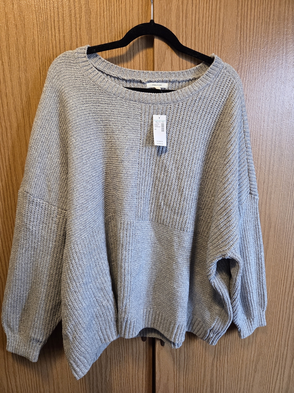 Maurices Light Gray Oversized Crewneck Sweater